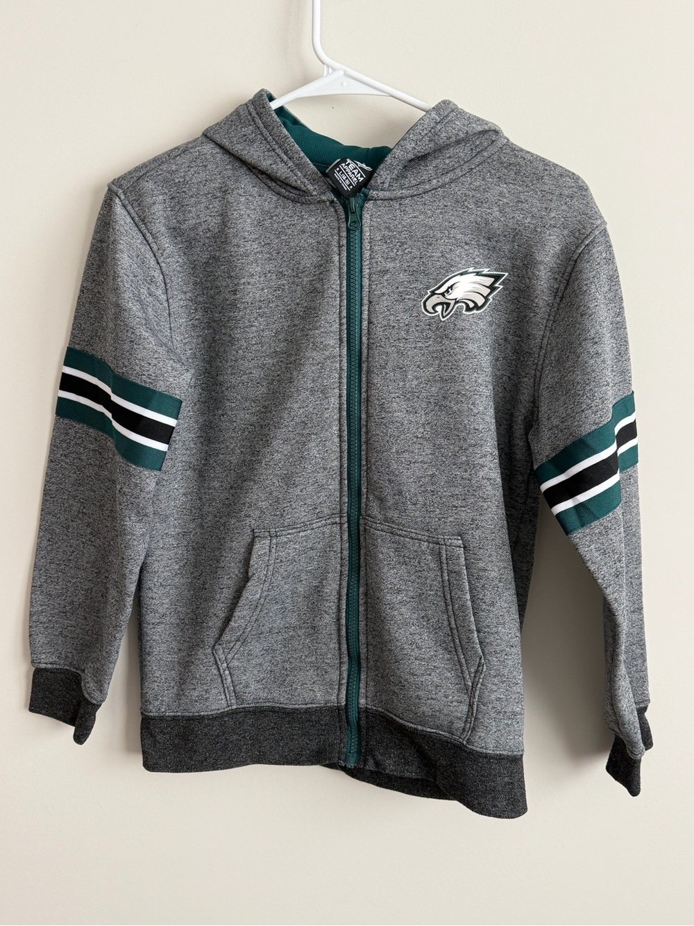 Philadelphia Eagles Youth Zip Up Hoodie NFL Kids Size 14-16 Green Gray